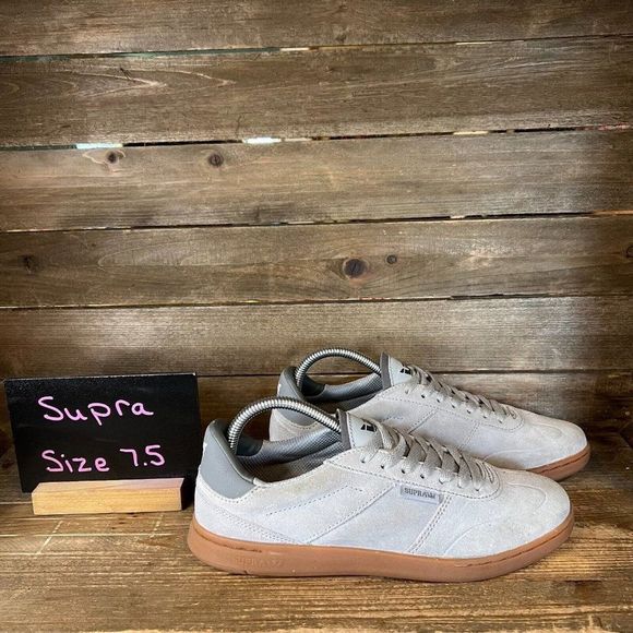 Mens Supra Spencer Hamilton Gray Suede Skateboarding Sneakers Shoes Size 7.5‎ M - Picture 1 of 6